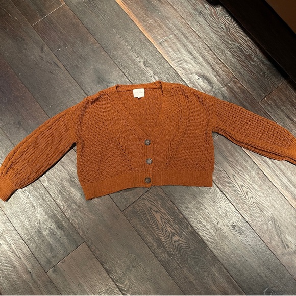 Pink Rose Rust Cardigan with Button Accents - Picture 1 of 5